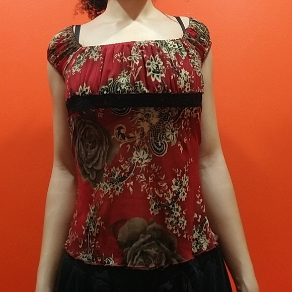 Wet Seal Tops - Y2K Wet Seal Floral Mesh Top